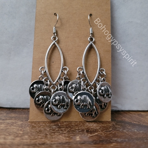 Boho Elephant Tassel Dangle Earrings - Picture 9 of 17